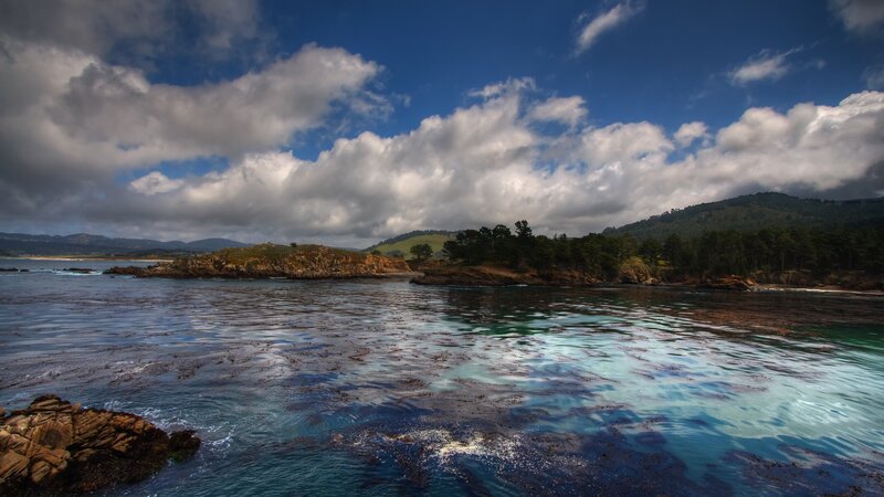 coastal bay with rocky islands