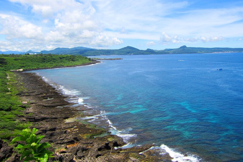Coastal Bay with Rocky Shore — Blue, Serene