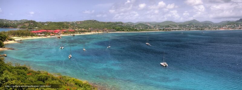 coastal bay with sailboats