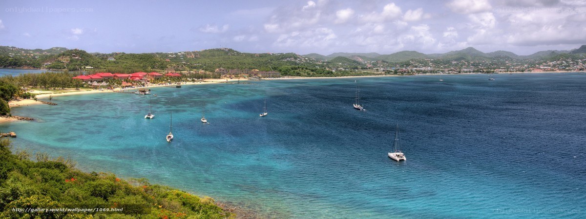 coastal bay with sailboats