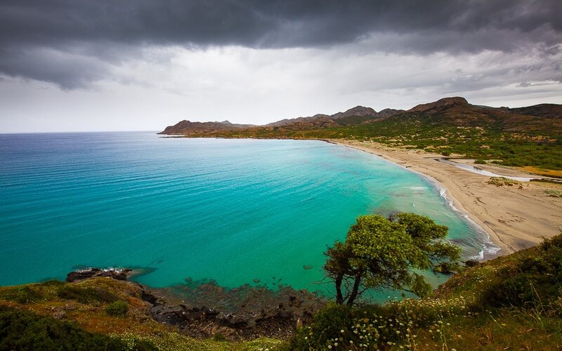 Coastal Bay with Turquoise Water — Blue, Dramatic, Photograph