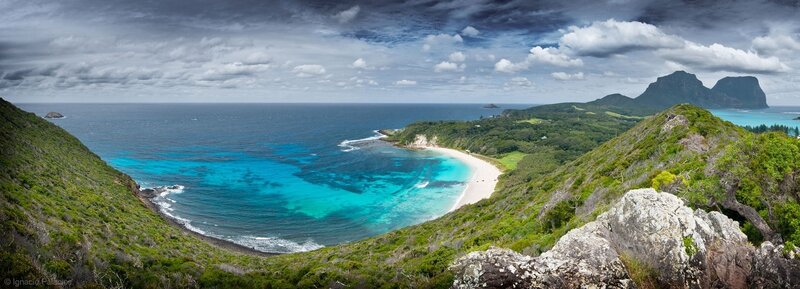 Coastal Bay with Turquoise Water — Blue, Dramatic