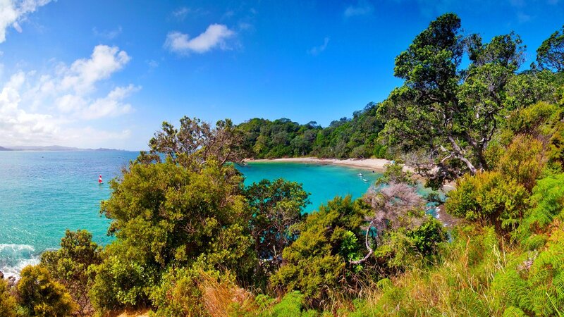 Coastal Bay with Turquoise Water — Blue, Serene, Afternoon, Photograph