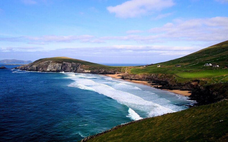 Coastal Bay with Waves — Blue, Serene, Afternoon