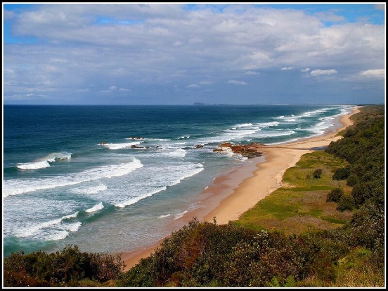 Coastal Beach and Ocean — Blue