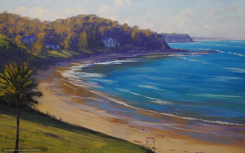 Coastal Beach Landscape — Blue, Serene