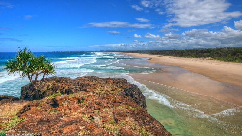 Coastal Beach Landscape — Blue