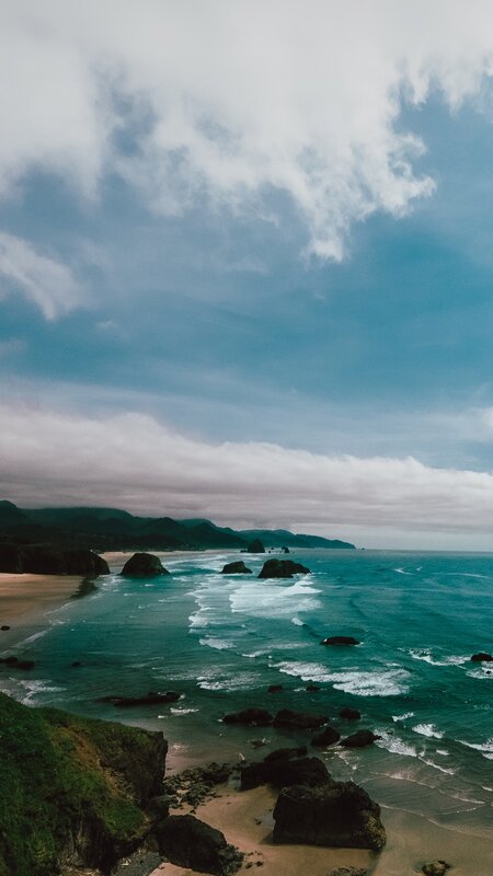 Coastal Beach with Rocks — Blue, Dramatic