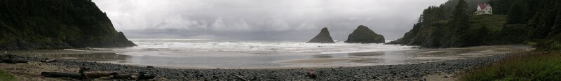 coastal beach with sea stacks