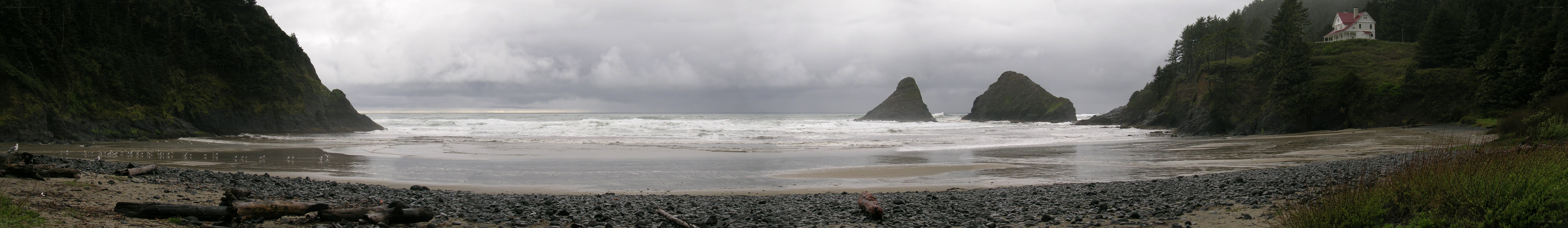 coastal beach with sea stacks