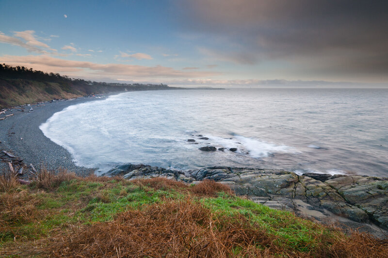 Coastal Beach with Waves — Blue