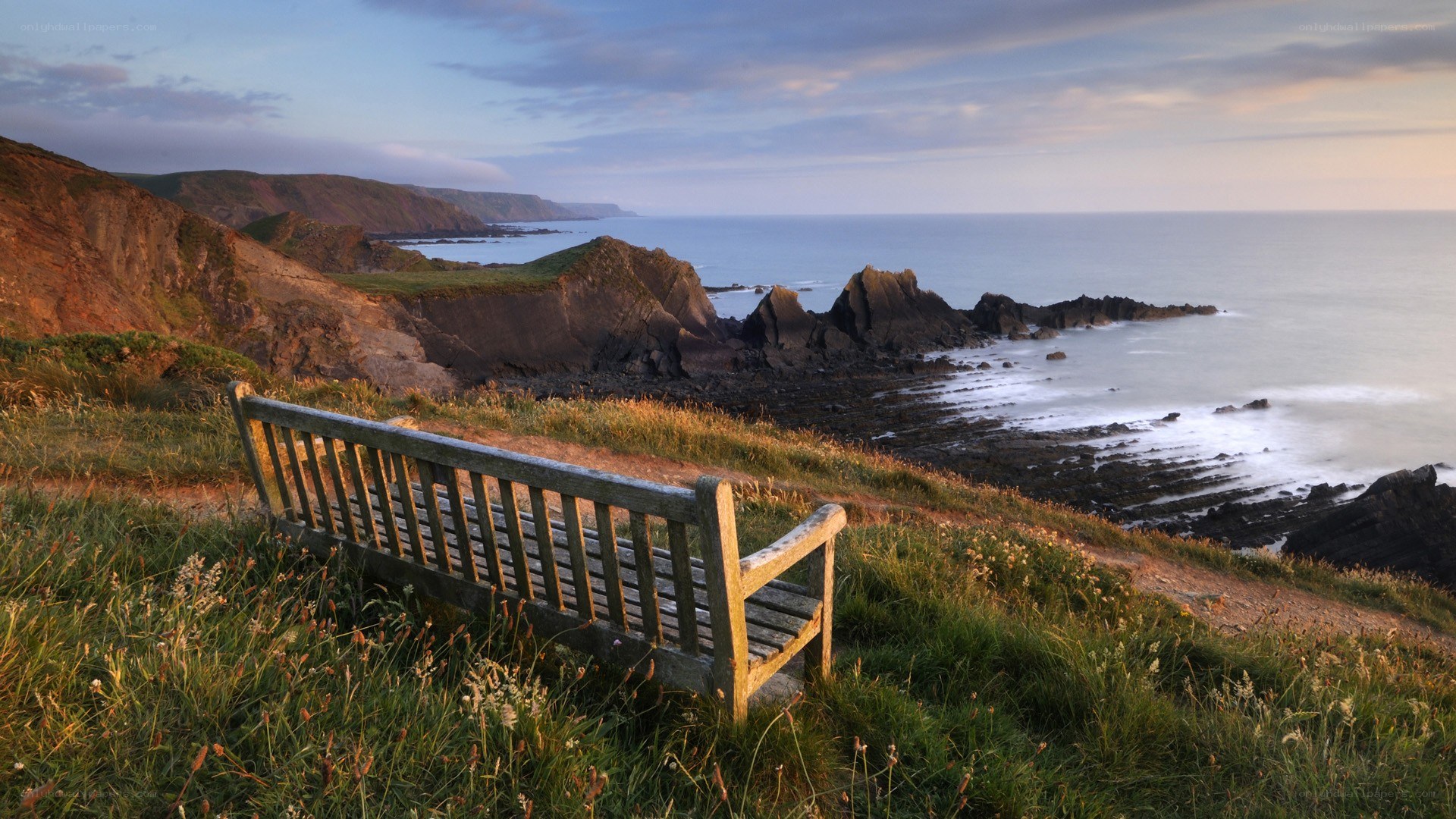 Coastal bench overlooking the sea