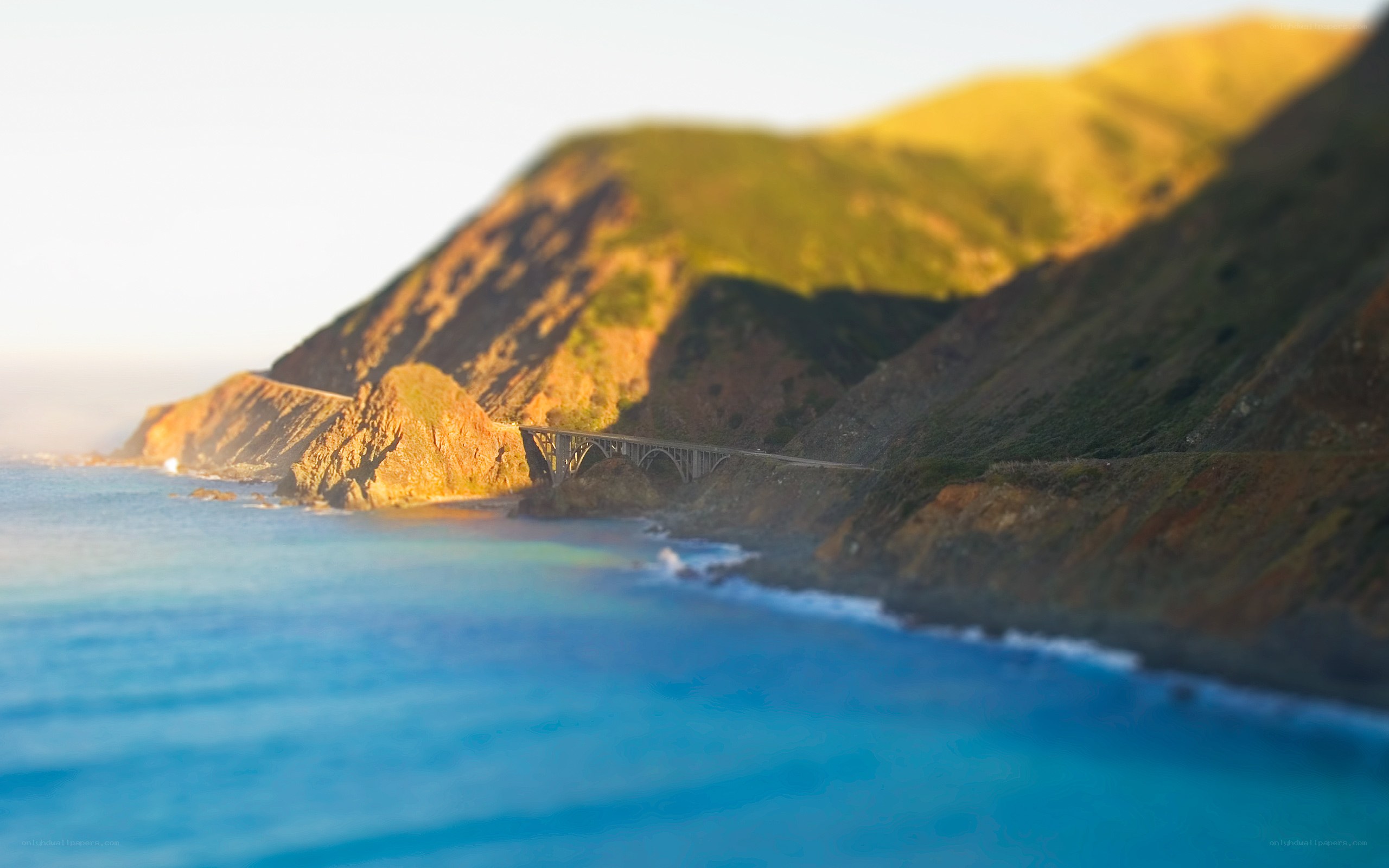 coastal bridge at sunset