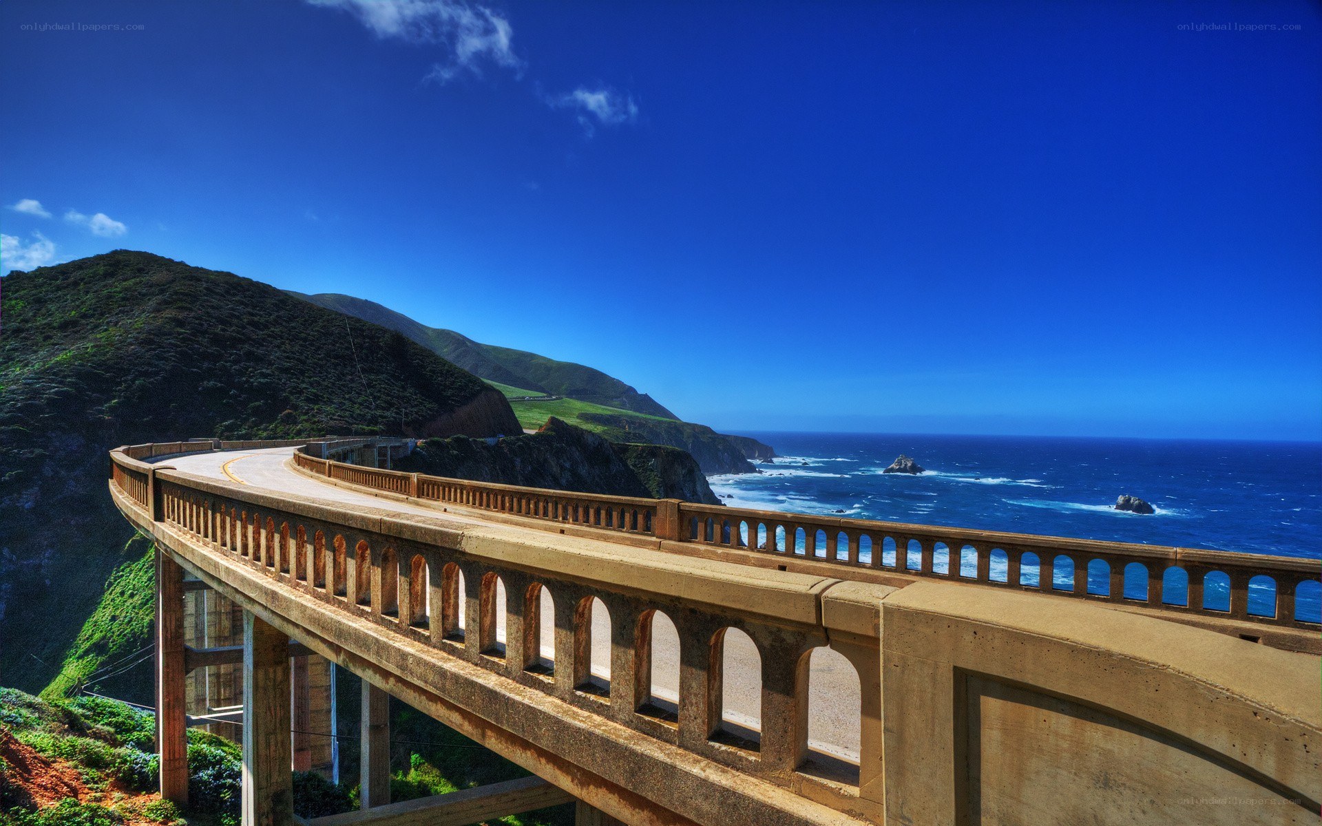 Coastal bridge over ocean