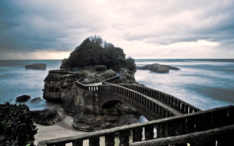 coastal bridge to rocky island