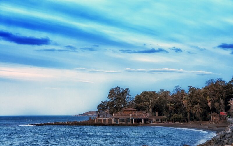 Coastal Building at Dusk