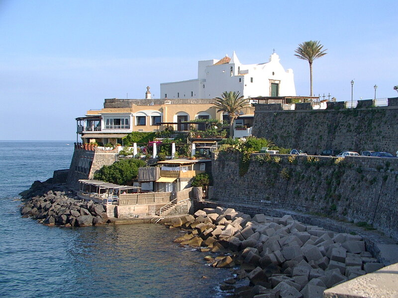 Coastal Buildings and Church — Blue