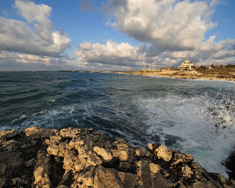 Coastal Church on Rocky Shore