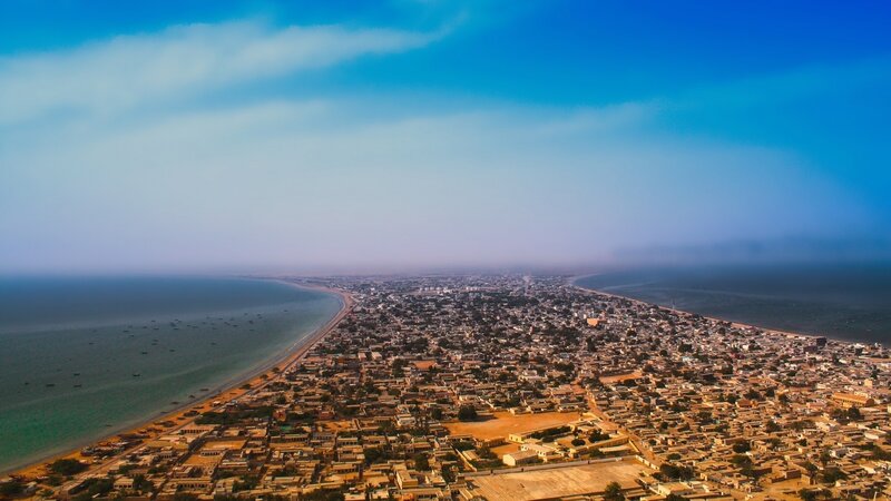 coastal city aerial view