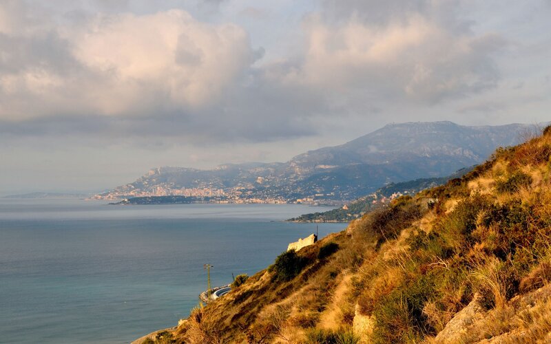 Coastal City and Mountains