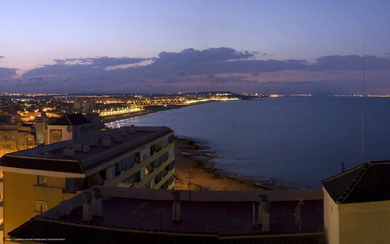 coastal city at dusk