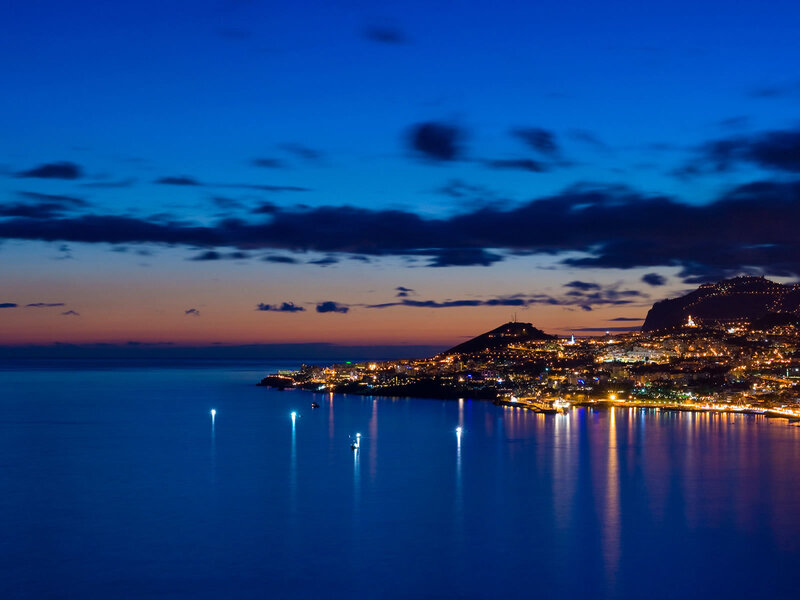 Coastal City at Dusk — Blue, Serene