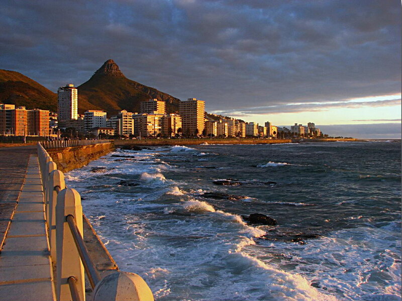 Coastal City at Sunset — Blue