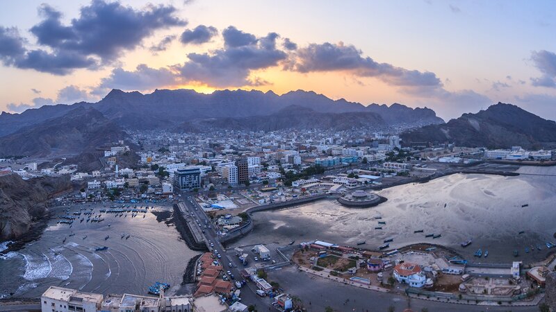 Coastal City at Sunset — Orange
