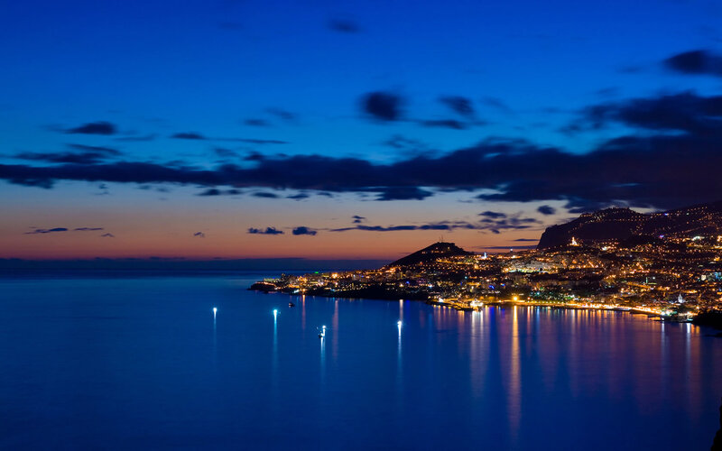 coastal city at twilight