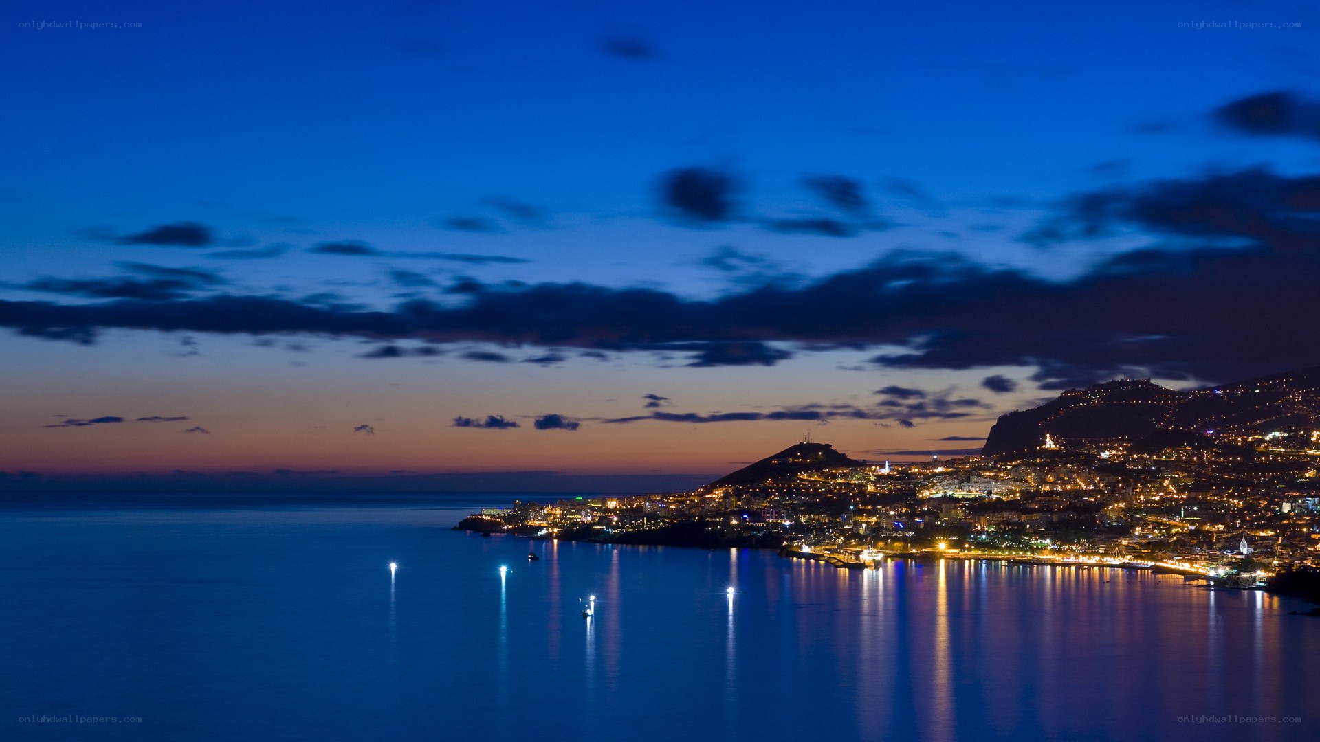 coastal city at twilight