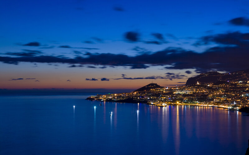 coastal city at twilight