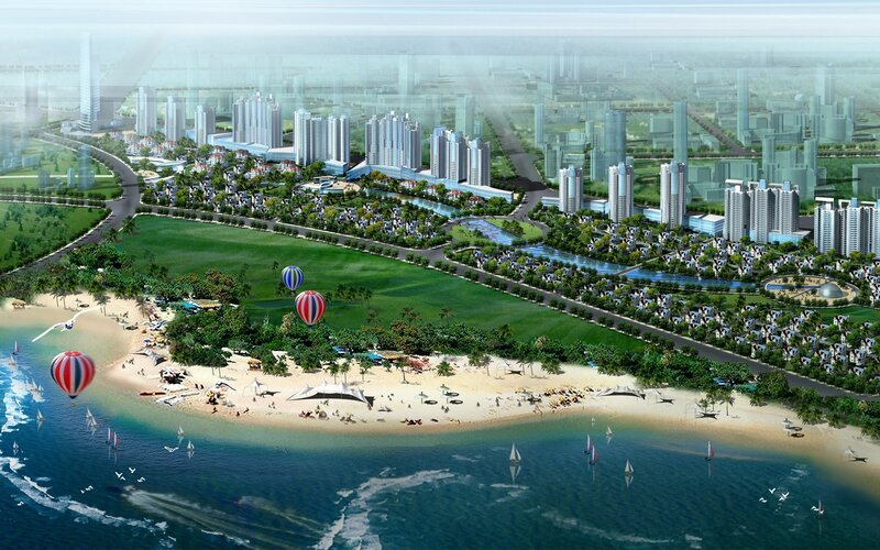 Coastal city development concept