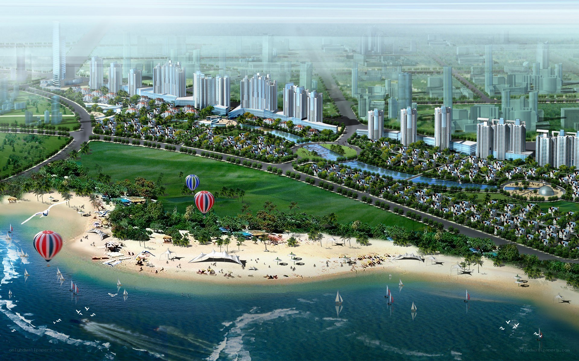 Coastal city development concept