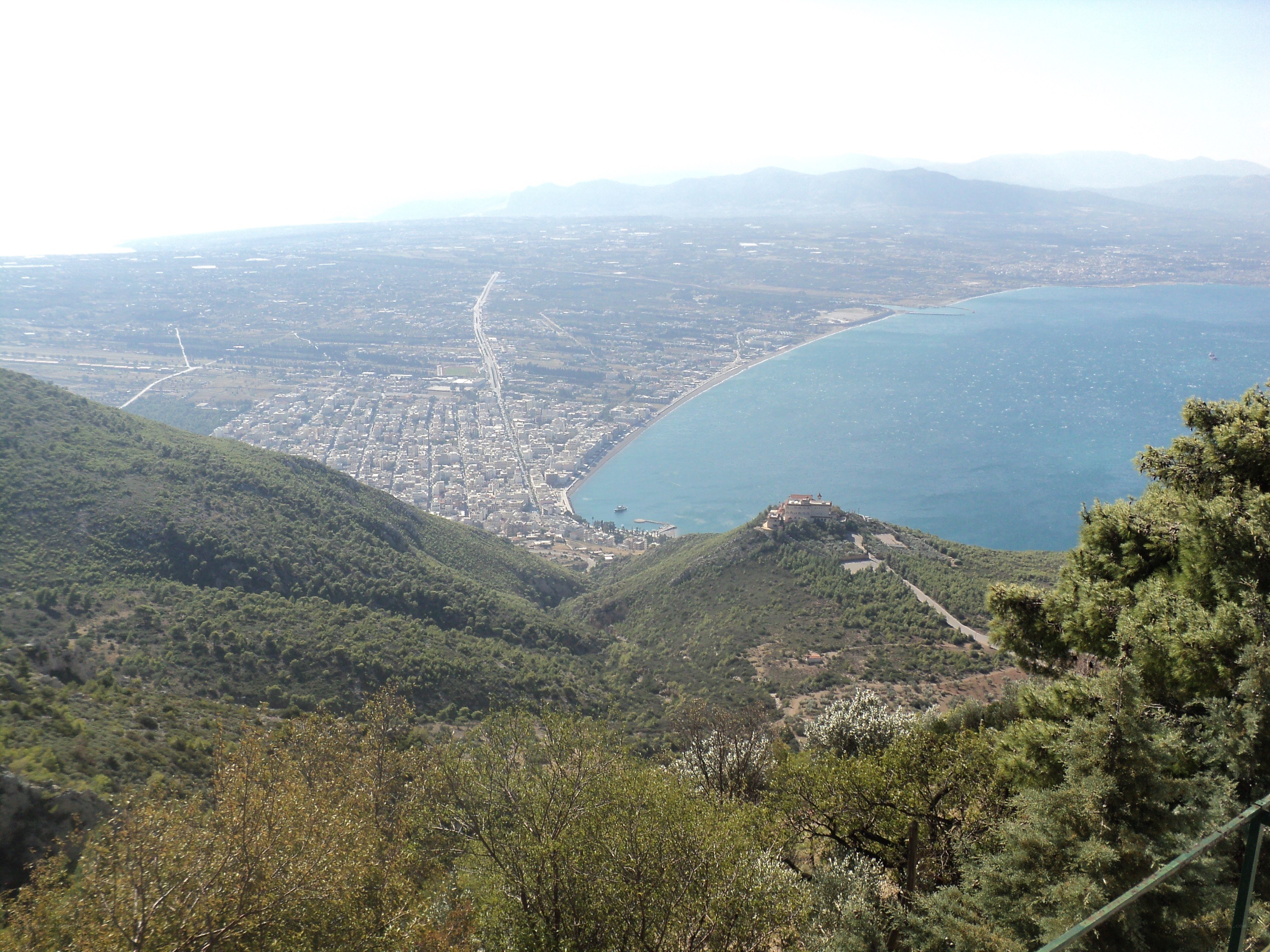 coastal city from hilltop view