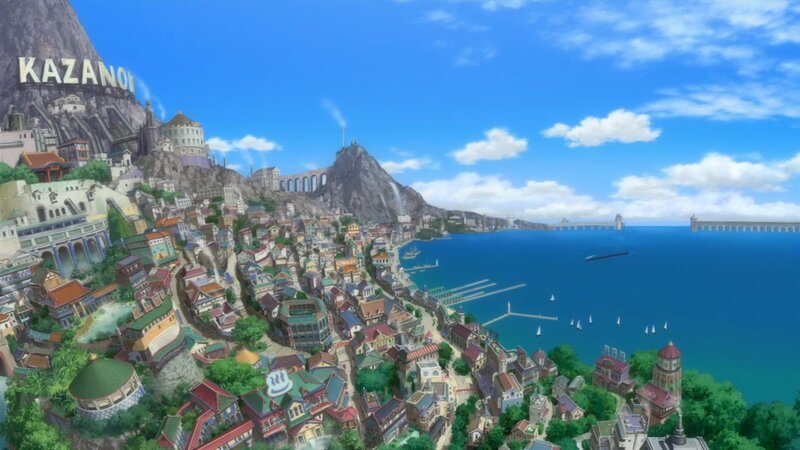 Coastal City on Hillside — Blue
