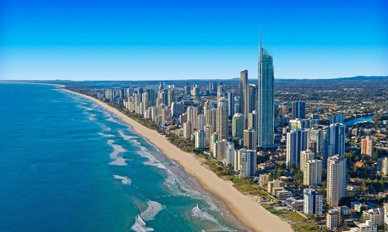 Coastal City Skyline — Blue, Serene