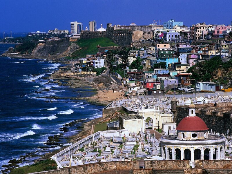 Coastal City with Fort — Blue