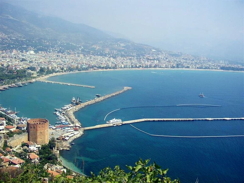 coastal city with harbor