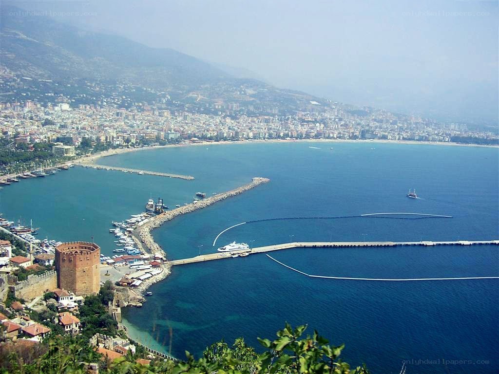 coastal city with harbor