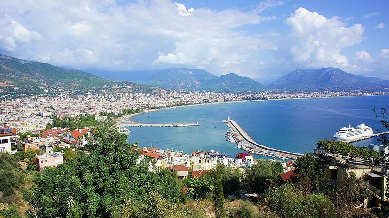Coastal City with Harbor — Blue, Serene