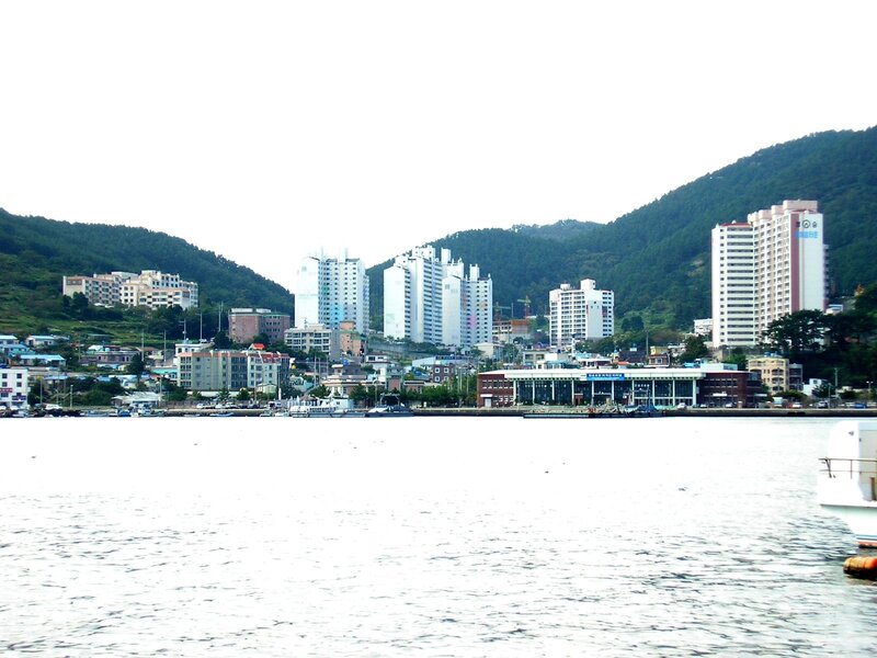 coastal city with high-rise buildings