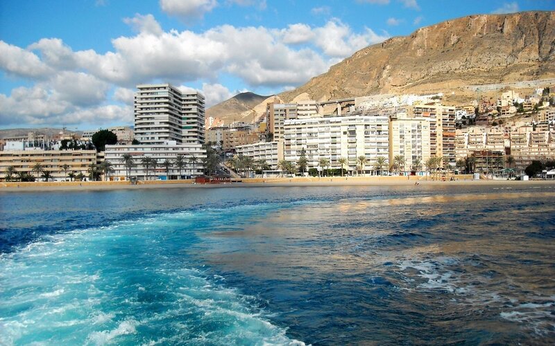 coastal city with mountains