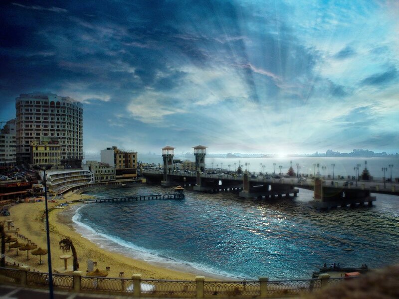 Coastal Cityscape at Sunset