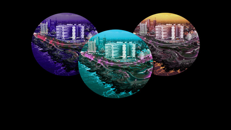 Coastal Cityscape — Purple