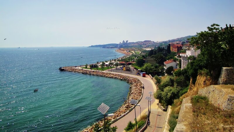 Coastal Cityscape View — Blue, Serene
