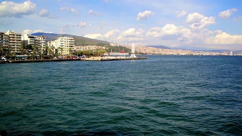 Coastal Cityscape with Monument