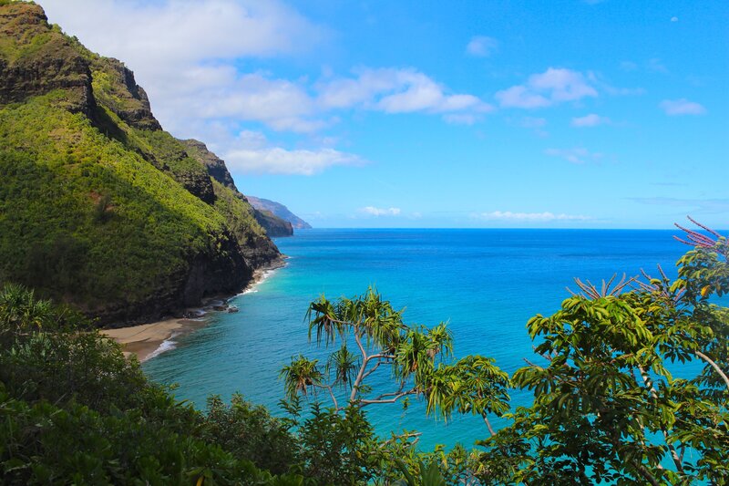 Coastal Cliff and Ocean — Blue, Serene, Afternoon, Photograph, Beach