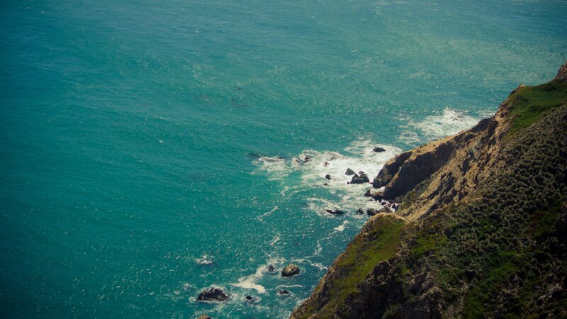 Coastal Cliff and Ocean — Blue