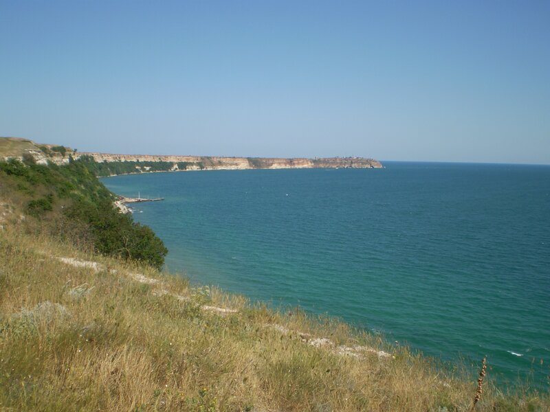 Coastal Cliff and Sea — Blue, Serene, Afternoon, Photograph