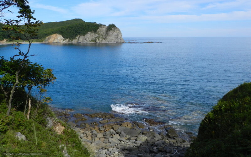 Coastal Cliff and Sea — Blue